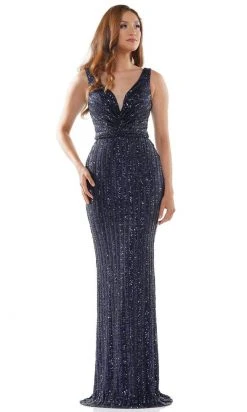 Colors Dress - G1042 Long Stripe Sequin Gown 15 Colors Dress - G1042 Long Stripe Sequin Gown