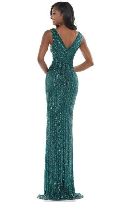 Colors Dress - G1042 Long Stripe Sequin Gown 14 Colors Dress - G1042 Long Stripe Sequin Gown