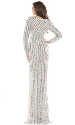 Colors Dress - G1042SL Long Sleeve Stripe Sequin Gown 15 Colors Dress - G1042SL Long Sleeve Stripe Sequin Gown