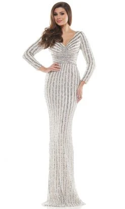 Colors Dress - G1042SL Long Sleeve Stripe Sequin Gown 16 Colors Dress - G1042SL Long Sleeve Stripe Sequin Gown