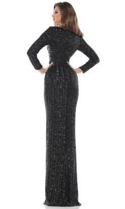 Colors Dress - G1042SL Long Sleeve Stripe Sequin Gown 13 Colors Dress - G1042SL Long Sleeve Stripe Sequin Gown