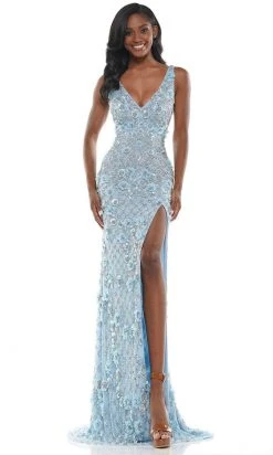 Colors Dress K110 - Beaded Deep V-Neck Prom Dress