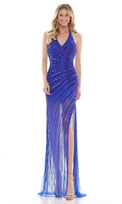 Colors Dress - K125 Embellished Allover See Through Gown