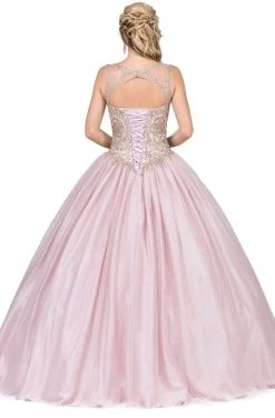 Dancing Queen - 1101 Gold Embroidered Illusion Neck Formal Ball Gown 15 Dancing Queen - 1101 Gold Embroidered Illusion Neck Formal Ball Gown