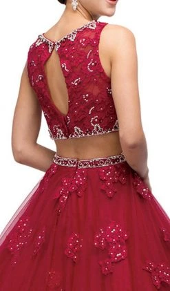 Dancing Queen - 1155 Two-Piece Sequined Floral Quinceanera Gown