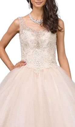 Dancing Queen - 1201 Sleeveless Embellished V-neck Quinceanera Ballgown