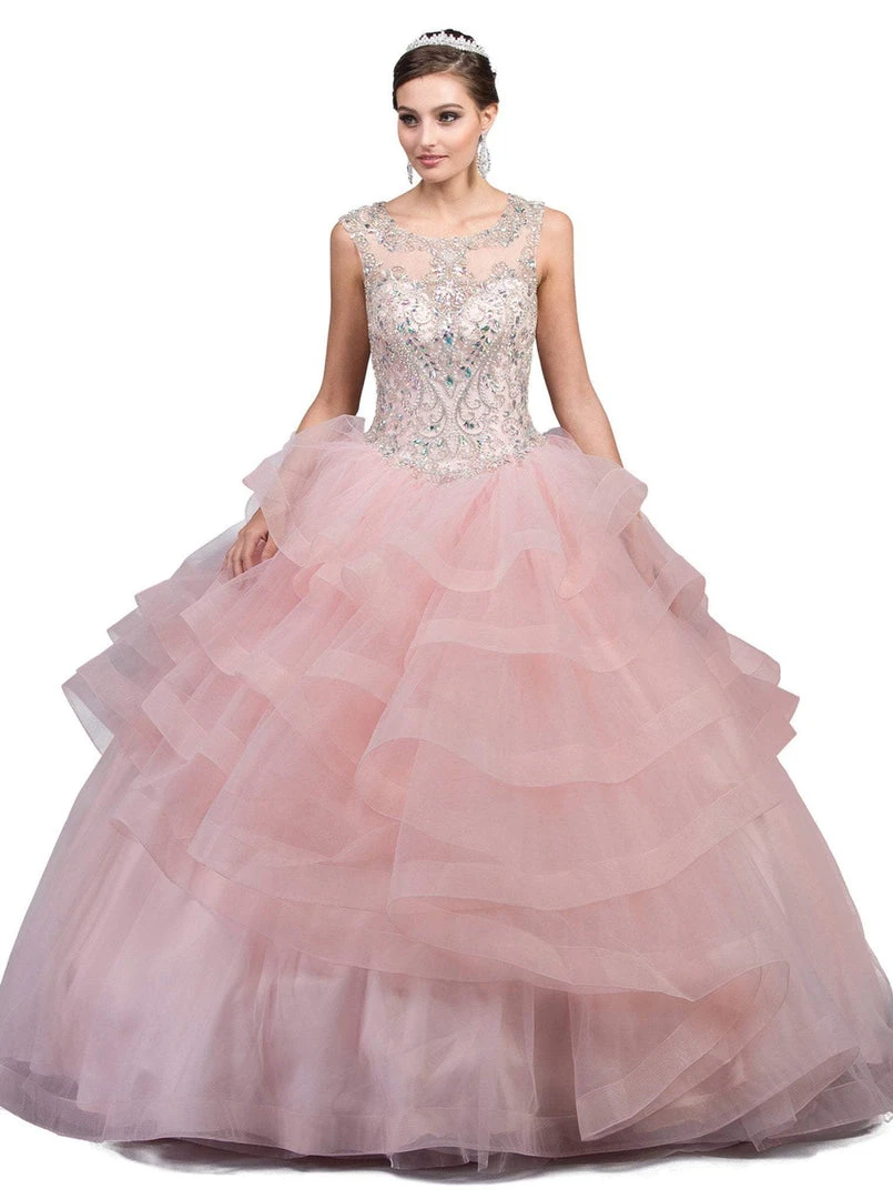 Dancing Queen - 1214 Crystal Embellished Ruffled Quinceanera Gown 3 Dancing Queen - 1214 Crystal Embellished Ruffled Quinceanera Gown