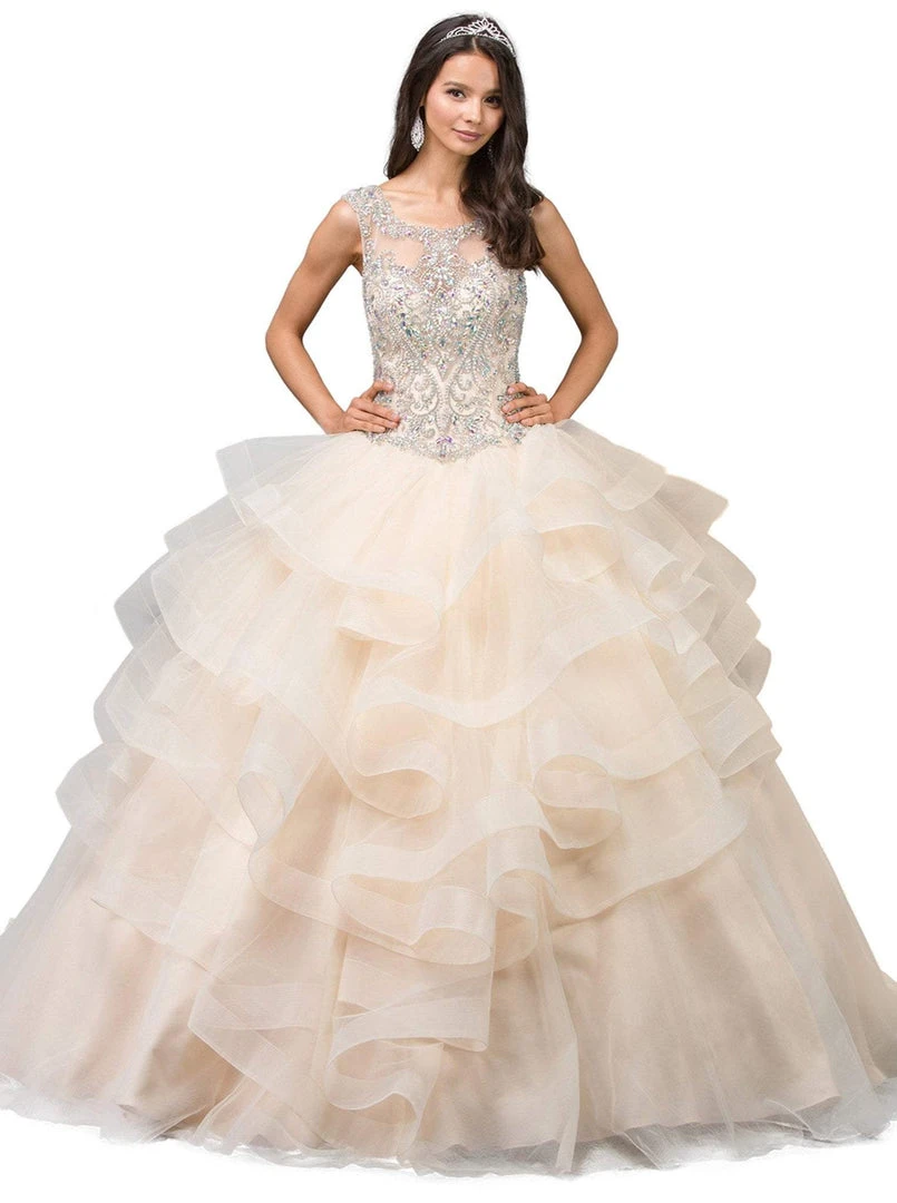 Dancing Queen - 1214 Crystal Embellished Ruffled Quinceanera Gown 7 Dancing Queen - 1214 Crystal Embellished Ruffled Quinceanera Gown