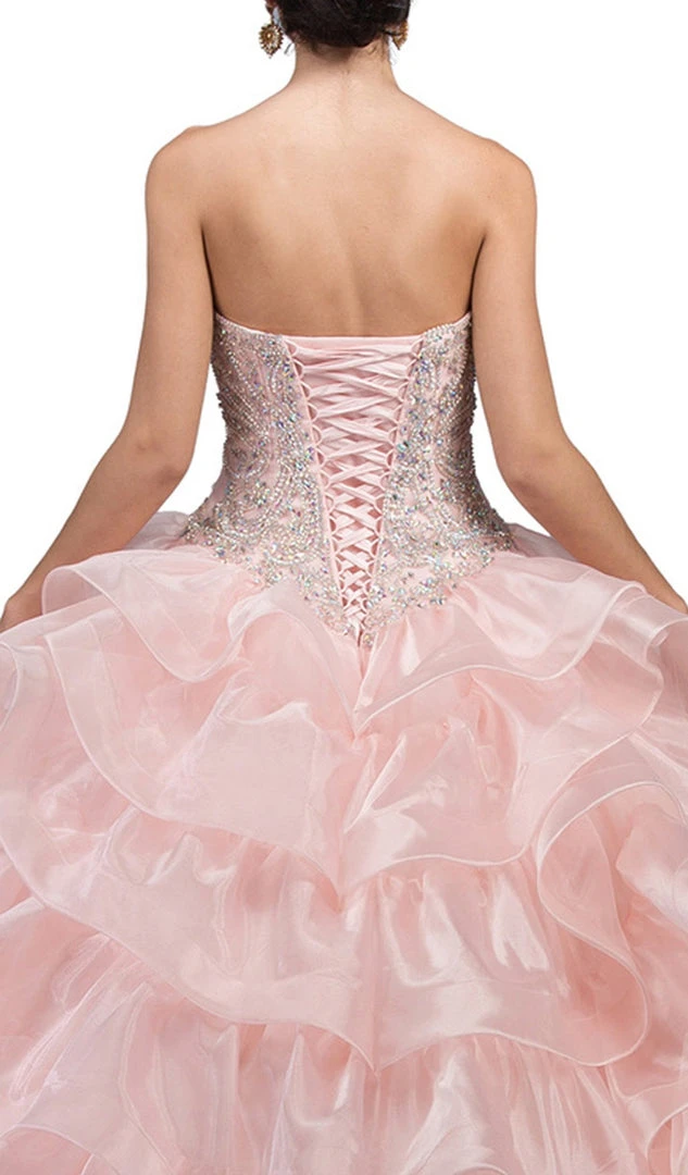 Dancing Queen - 1216 Strapless Bedazzled Sweetheart Ruffled Quinceanera Ballgown 5 Dancing Queen - 1216 Strapless Bedazzled Sweetheart Ruffled Quinceanera Ballgown