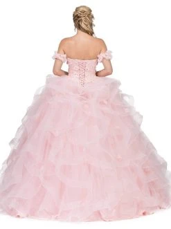 Dancing Queen - 1322 Floral Applique Ruffled Quinceanera Ballgown 8 Dancing Queen - 1322 Floral Applique Ruffled Quinceanera Ballgown