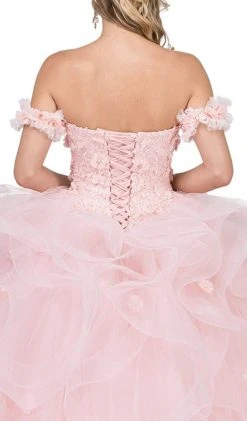 Dancing Queen - 1322 Floral Applique Ruffled Quinceanera Ballgown 9 Dancing Queen - 1322 Floral Applique Ruffled Quinceanera Ballgown