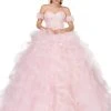 Dancing Queen - 1322 Floral Applique Ruffled Quinceanera Ballgown 2 Dancing Queen - 1322 Floral Applique Ruffled Quinceanera Ballgown