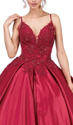 Dancing Queen - 1339 Beaded Floral Appliqued Sleek Ballgown