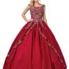 Dancing Queen - 1343 Cap Sleeve Gilt-Appliqued Overskirt Ballgown