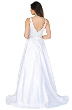 Dancing Queen - 139 Embellished Plunging V-Neck Wedding Gown