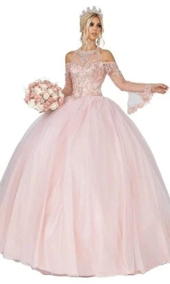 Dancing Queen - 1393 Embroidered Bell Sleeve Ballgown
