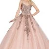 Dancing Queen - 1437 Glitter Embellished V-Neck Quinceanera Gown