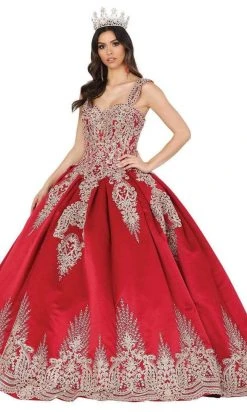 Dancing Queen - 1494 Sweetheart Neck Gold Applique Ballgown 10 Dancing Queen - 1494 Sweetheart Neck Gold Applique Ballgown