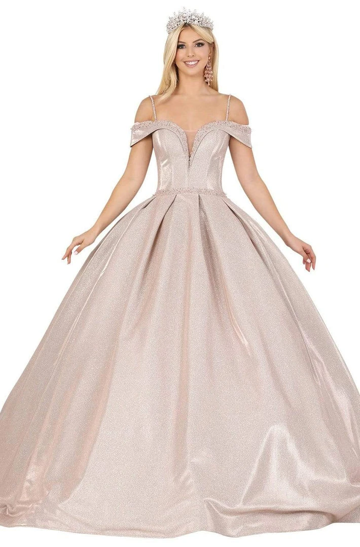 Dancing Queen - 1506 Embellished Deep Off-Shoulder Pleated Ballgown 4 Dancing Queen - 1506 Embellished Deep Off-Shoulder Pleated Ballgown