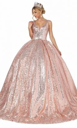 Dancing Queen - 1558 Sequin V-Neck Ballgown
