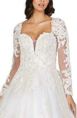 Dancing Queen - 156 Embroidered Long Sleeve Deep Sweetheart Gown 6 Dancing Queen - 156 Embroidered Long Sleeve Deep Sweetheart Gown