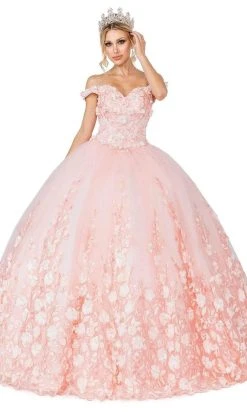 Dancing Queen - 1569 Off Shoulder Floral Applique Ballgown