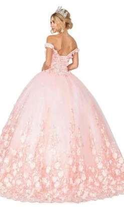 Dancing Queen - 1569 Off Shoulder Floral Applique Ballgown
