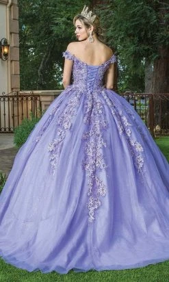 Dancing Queen - 1574 Floral Applique Off Shoulder Ballgown With Train 11 Dancing Queen - 1574 Floral Applique Off Shoulder Ballgown With Train