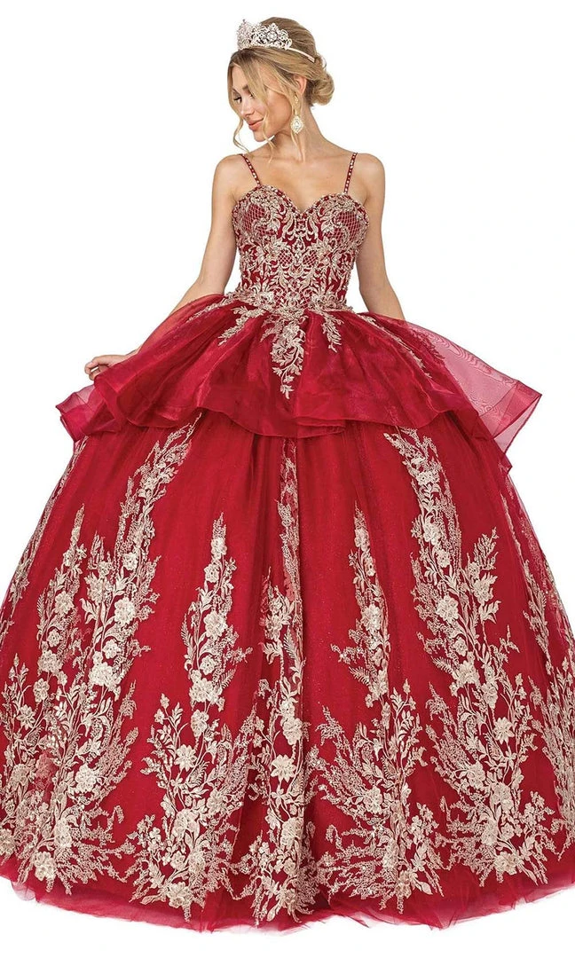 Dancing Queen - 1590 Spaghetti Strap Applique Ballgown 3 Dancing Queen - 1590 Spaghetti Strap Applique Ballgown