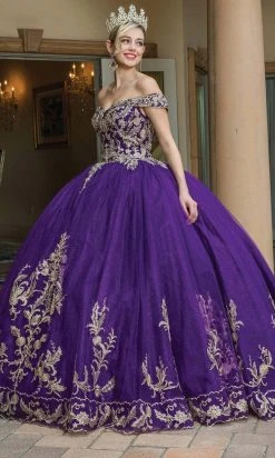 Dancing Queen - 1596 Embroidered Off Shoulder Ballgown