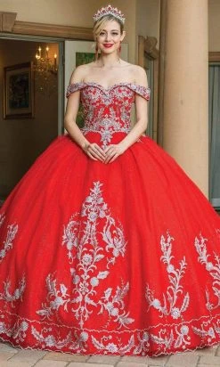 Dancing Queen - 1596 Embroidered Off Shoulder Ballgown