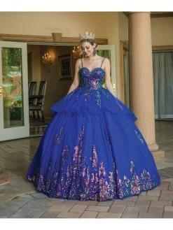 Dancing Queen - 1601 Sequin Ornate Peplum Ballgown