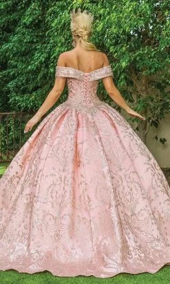 Dancing Queen - 1617 Off Shoulder Glittered Ballgown