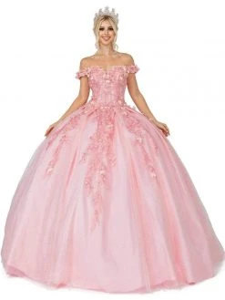 Dancing Queen - 1620 Off Shoulder Floral Ballgown