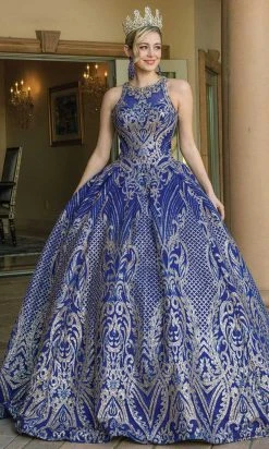 Dancing Queen - 1626 Halter Neck Striking Detailed Ballgown