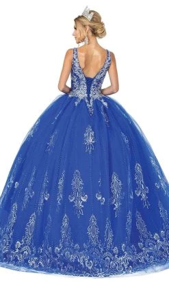 Dancing Queen - 1631 Applique Plunging V Neck Ballgown 11 Dancing Queen - 1631 Applique Plunging V Neck Ballgown