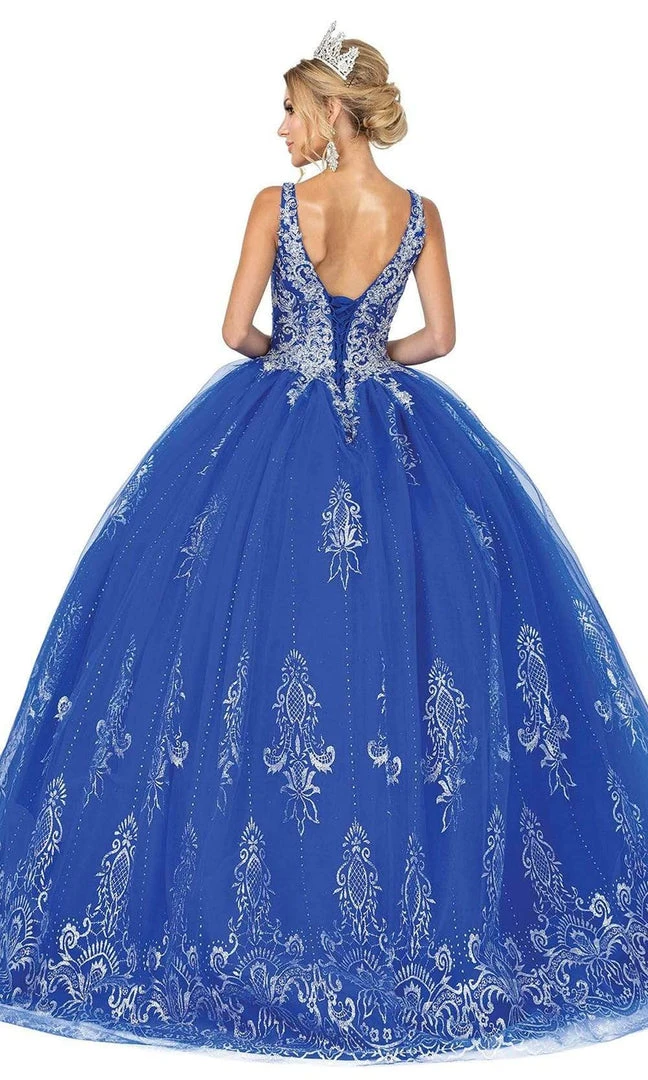 Dancing Queen - 1631 Applique Plunging V Neck Ballgown 7 Dancing Queen - 1631 Applique Plunging V Neck Ballgown