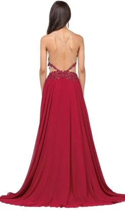 Dancing Queen - 2015 Lace Embellished Illusion Bodice Chiffon Gown