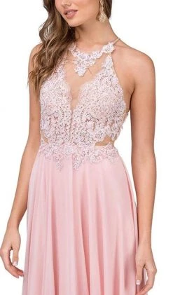 Dancing Queen - 2015 Lace Embellished Illusion Bodice Chiffon Gown