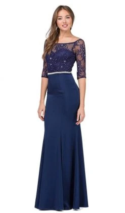 Dancing Queen - 2201 Floral Lace Fitted Prom Gown