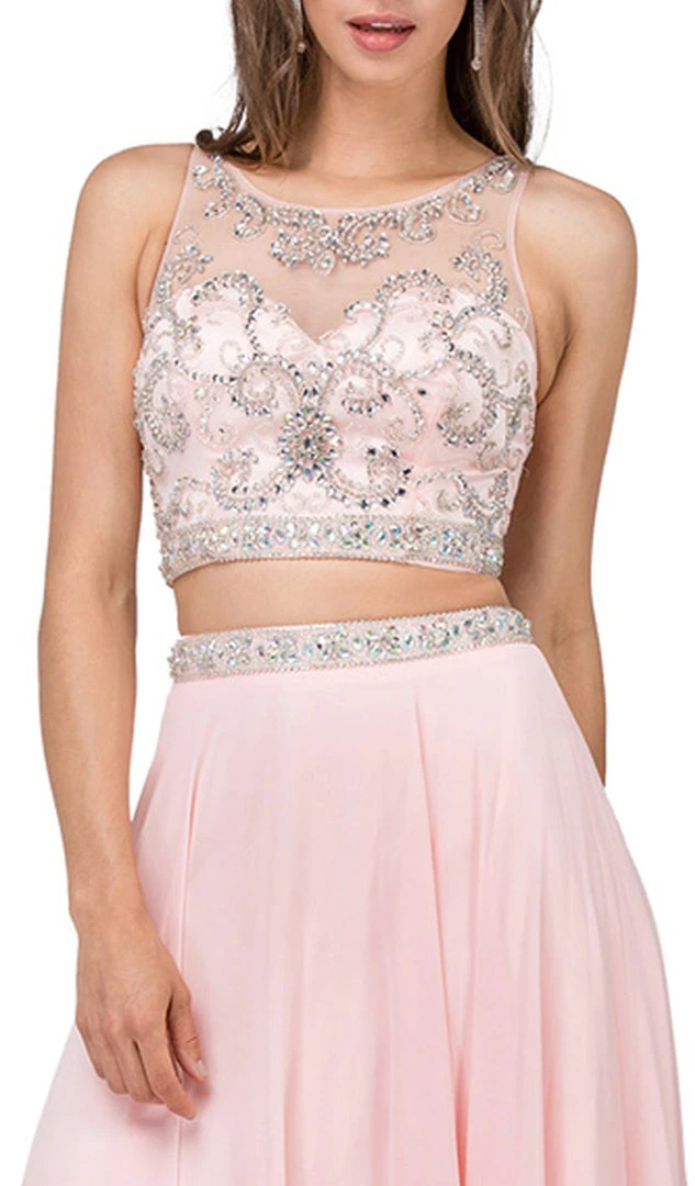Dancing Queen - 2225 Jeweled Two Piece Illusion Neck A-line Prom Dress 4 Dancing Queen - 2225 Jeweled Two Piece Illusion Neck A-line Prom Dress