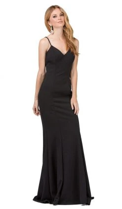 Dancing Queen - 2264 Sleeveless Sleek V-neck Sheath Prom Dress