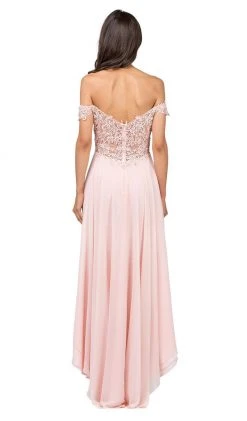Dancing Queen - 2278 Off Shoulder Beaded High Low Prom Dress 9 Dancing Queen - 2278 Off Shoulder Beaded High Low Prom Dress