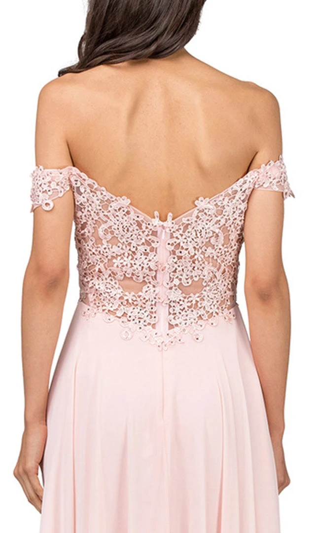 Dancing Queen - 2278 Off Shoulder Beaded High Low Prom Dress 6 Dancing Queen - 2278 Off Shoulder Beaded High Low Prom Dress