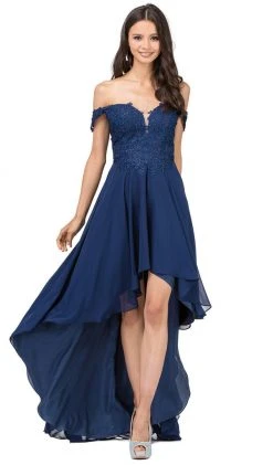 Dancing Queen - 2278 Off Shoulder Beaded High Low Prom Dress 13 Dancing Queen - 2278 Off Shoulder Beaded High Low Prom Dress