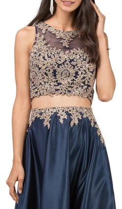 Dancing Queen - 2389 Two Piece Gilded Jewel High Low A-line Prom Dress