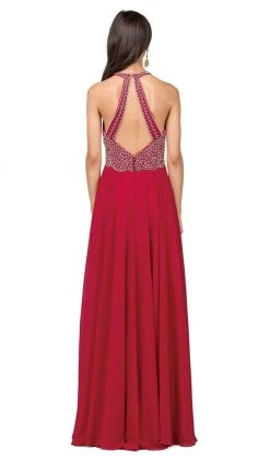 Dancing Queen - 2402 Bead Embellished Halter Evening Dress