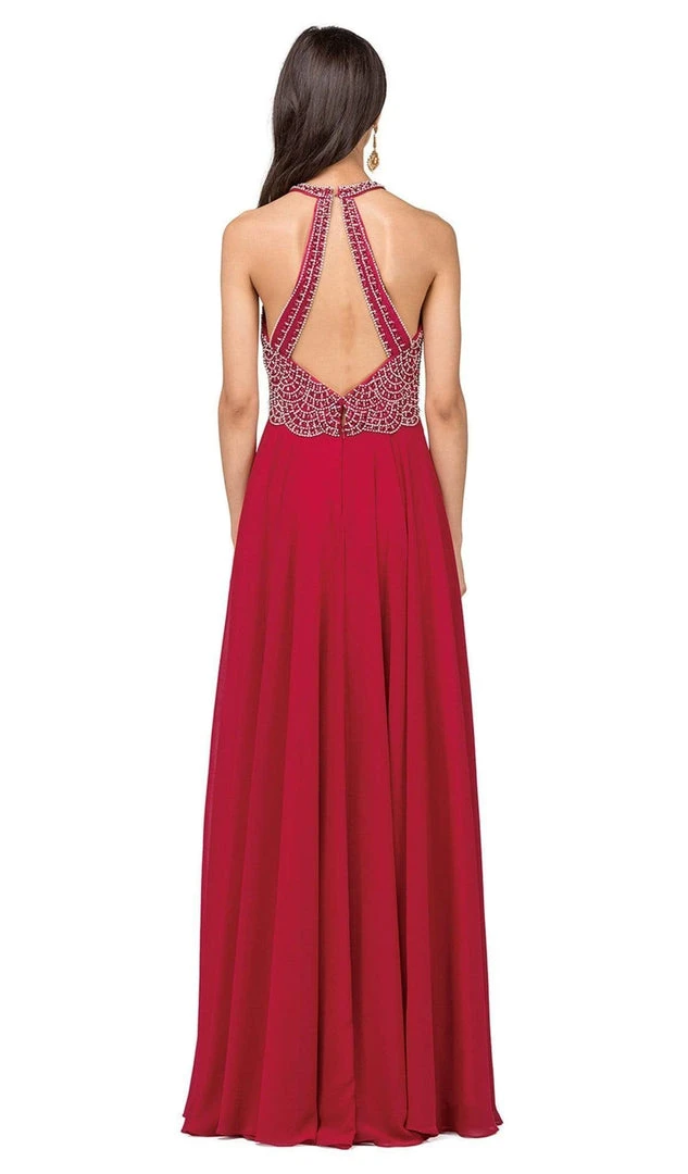 Dancing Queen - 2402 Bead Embellished Halter Evening Dress 4 Dancing Queen - 2402 Bead Embellished Halter Evening Dress