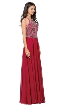 Dancing Queen - 2402 Bead Embellished Halter Evening Dress