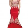 Dancing Queen - 2413 Lace Appliqued Portrait Mermaid Prom Gown 1 Dancing Queen - 2413 Lace Appliqued Portrait Mermaid Prom Gown